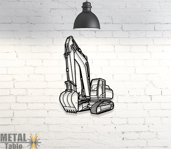 Ekskavatör Lazer Kesim Metal Tablo