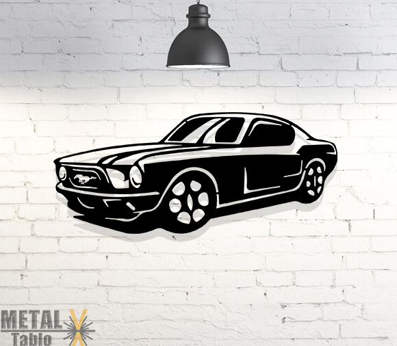 Mustang Araba Lazer Kesim Metal Tablo