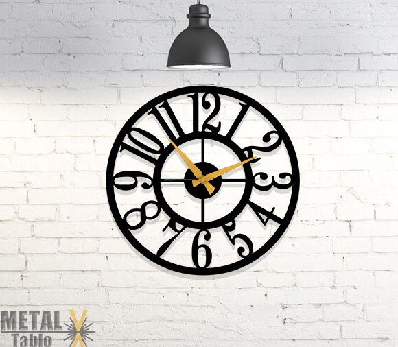 Büyük Rakamlı Yuvarlak Metal Duvar Saati 2