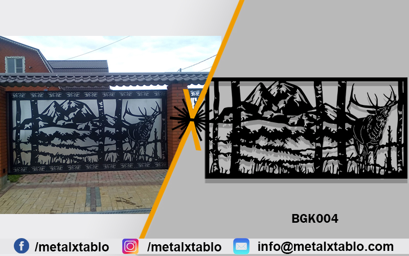 Geyik Desenli Lazer Kesim Garaj Kapısı