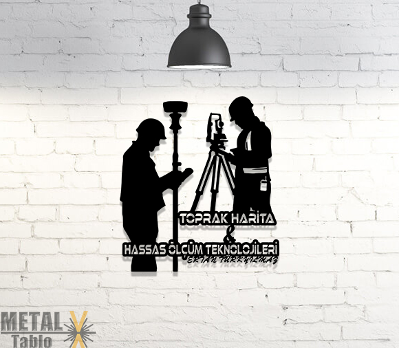 Harita Mühuendis Ölçüm Lazer Kesim Metal Tablo