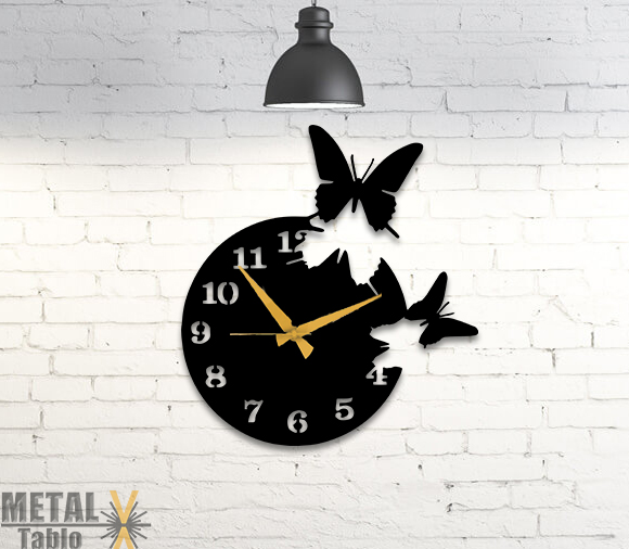 Uçuşan Kelebekler Metal Duvar Saati