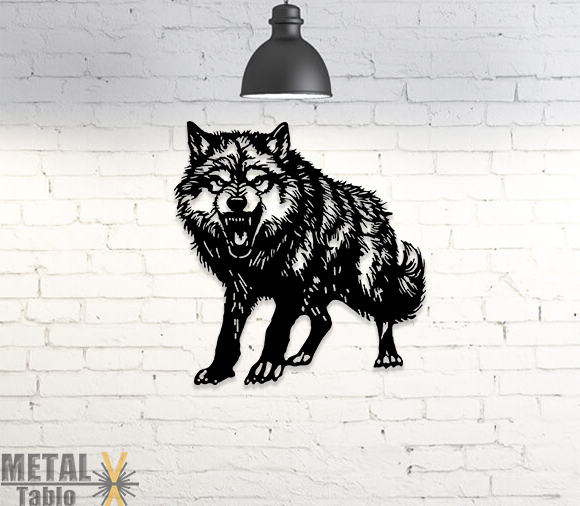 Vahşi Kurt Lazer Kesim Metal Tablo