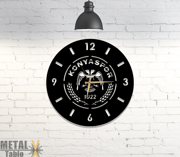 Konyaspor Lazer Kesim Metal Duvar Saati