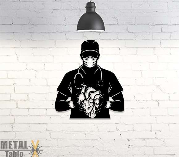 Kalp Doktoru Lazer Kesim Metal Tablo