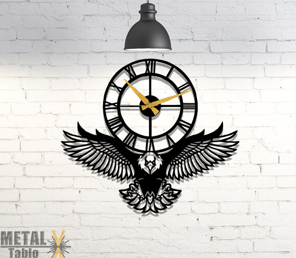 Kartal Roma Rakamlı  Lazer Kesim Metal Duvar Saati