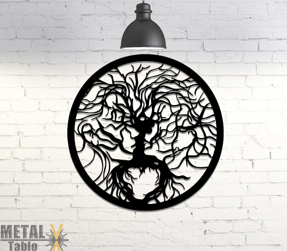 İnsan Yüzlü Ağaç Lazer Kesim Metal Tablo
