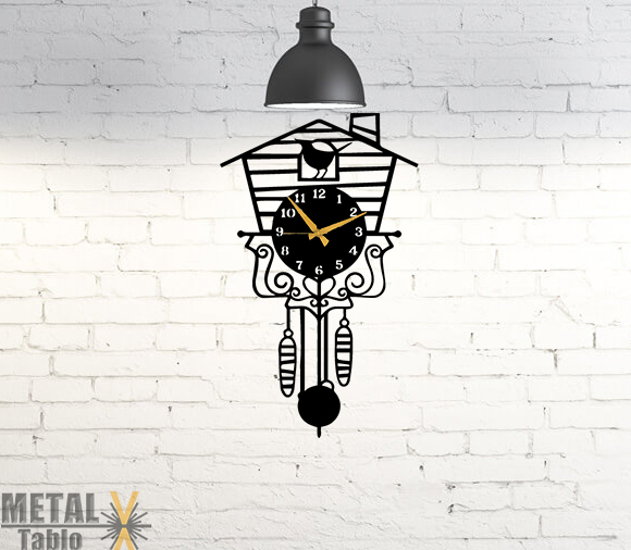Tik Tok Kuşlu Lazer Kesim Metal Duvar Saati