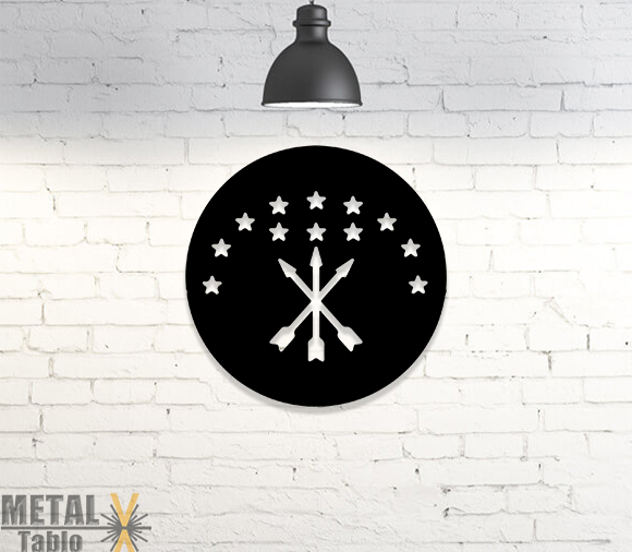 Adıge, Çerkes Bayrağı Sembolü Lazer Kesim Metal Tablo