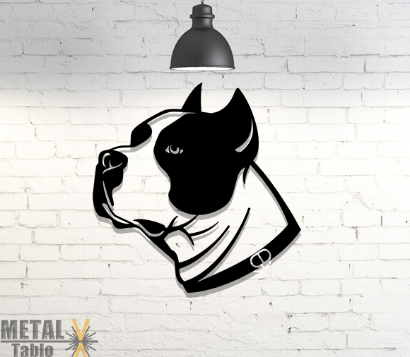 Pitbull Köpek Lazer Kesim Metal Tablo