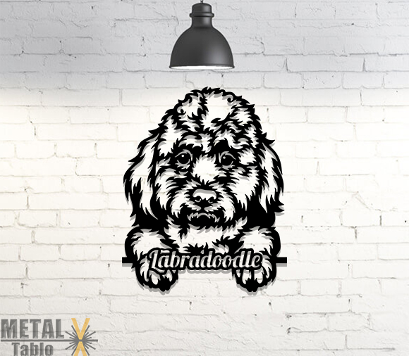 Labradoodle Köpek Lazer Kesim Metal Tablo