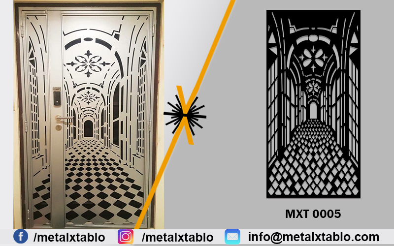 Lazer Kesim Bina Giriş Kapısı 3d Görünüm