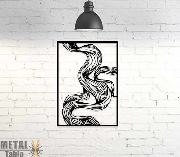Duman Görünümlü Çizgiler Lazer Kesim Metal Tablo