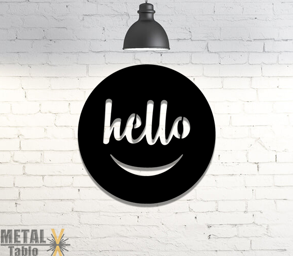 Hello Giriş Yazısı Metal Tablo