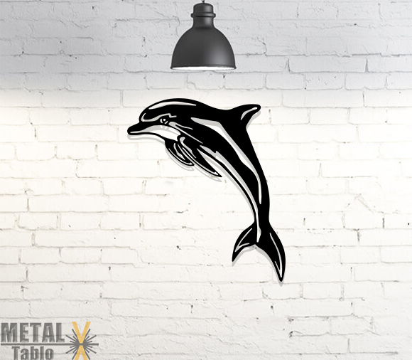 Yunus Balığı Lazer Kesim Metal Tablo