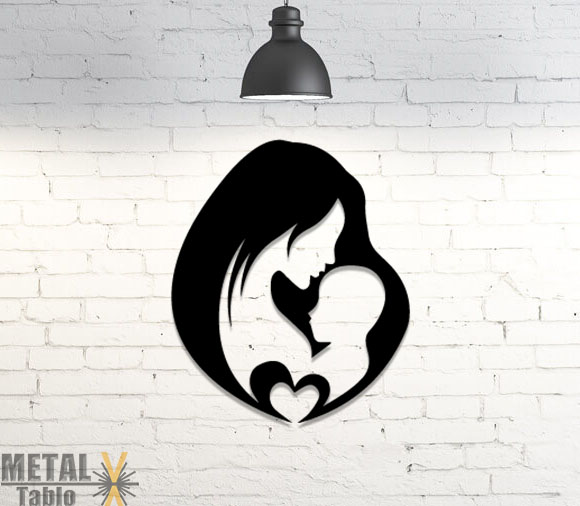 Anne ve Bebek Lazer Kesim Metal Tablo