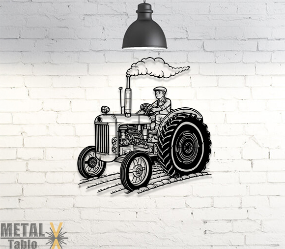 Traktör Lazer Kesim Metal Tablo