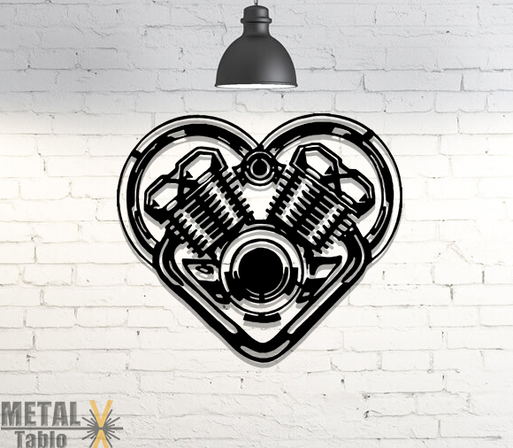 Motor Kalp Lazer Kesim Metal Tablo