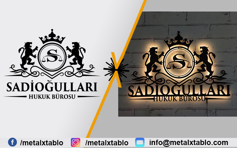 Hukukçulara Özel Logo Tasarım Ledli Metal Tablo