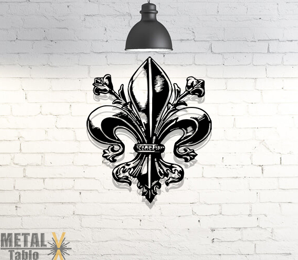Fleur de Lis Lazer Kesim Metal Tablo