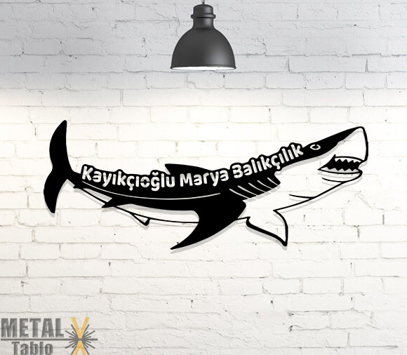 Balıkçı Köpek Balığı Metal Tablo