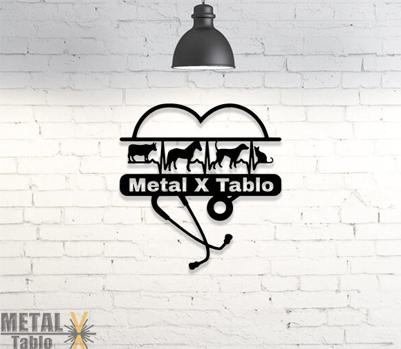 Veteriner Kliniğine Özel Lazer Kesim Metal Tablo