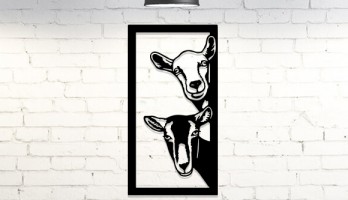 thumb İki Tatlı Keçi Lazer Kesim Metal Tablo