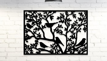 Çerçeveli Daldaki Kuşlar Metal Tablo