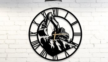 Ekskavatör Yapı İnşaat Lazer Kesim Metal Saat