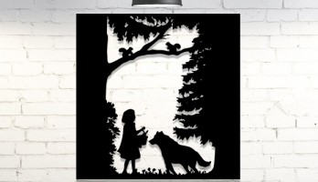 Kırmızı Başlıklı Kız ve Kurt Metal Tablo