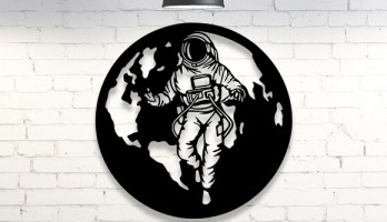 Dünya ve Astranot Lazer Kesim Metal Tablo