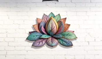 Renkli Lotus Çiçeği Lazer Kesim Metal Tablo