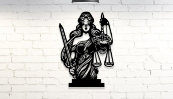 Hukukçulara Özel Themis Heykeli Lazer Kesim Metal Tablo
