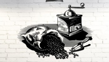 Kahve Değirmeni ve Çekirdekleri Metal Tablo