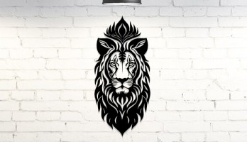 Tribal Kaplan Kafası Lazer Kesim Metal Tablo