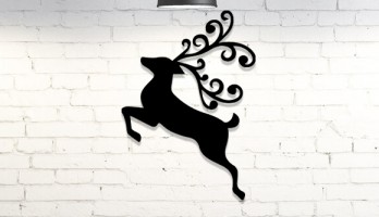 Noel Geyiği Lazer Kesim Metal Tablo Duvar Dekoru