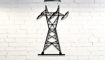 Elektrik Direği Yüksek Gerilim Lazer Kesim Metal Tablo