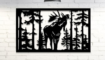 Ormanın İçinde Dolaşan Geyik Metal Tablo