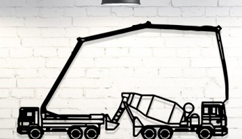 Beton Mikseri Komyon İnşaat Lazer Kesim Metal Tablo