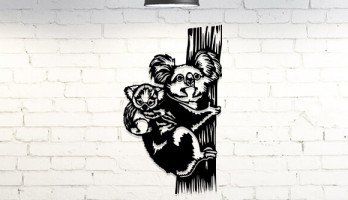 thumb Koala ve Yavrusu Lazer Kesim Metal Tablo