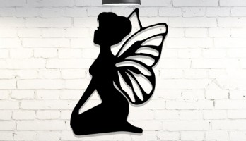 Kanatlı Melek Lazer Kesim Duvar Dekoru Metal Tablo