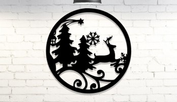 Noel Çam Ağaları Geyik Yeni Yıl 2019 Metal Tablo