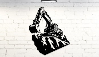 Toprak Üzerinde Ekskavatör Metal Tablo