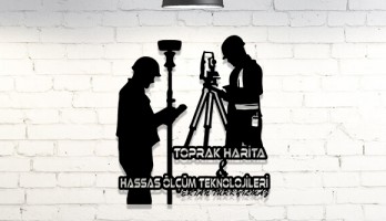 Harita Mühuendis Ölçüm Lazer Kesim Metal Tablo