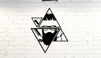 Dört Parça Üçgen Berber Lazer Kesim Metal Tablo