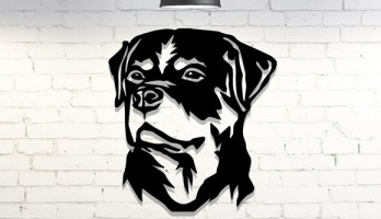 Rottweiler Köpek Lazer Kesim Metal Tablo