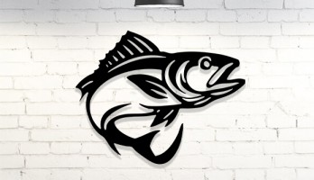 Lüfer Balığı Lazer Kesim Metal Tablo