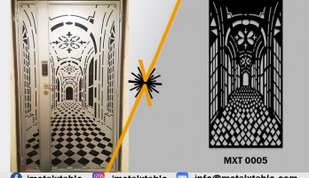 Lazer Kesim Bina Giriş Kapısı 3d Görünüm