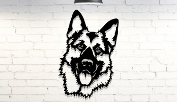 K9 Alman Kurt Köpeği Lazer Kesim Metal Tablo