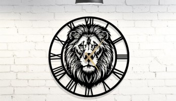 Aslan Başı Lazer Kesim Metal Duvar Saati
